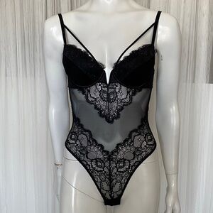 La Senza Black Lace Bodysuit! Light padding on the bra Size XS